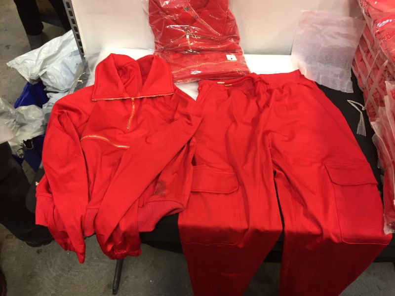 Photo 1 of 2pck Size L Women's long sleeve, Red 2pc Jumpsuit