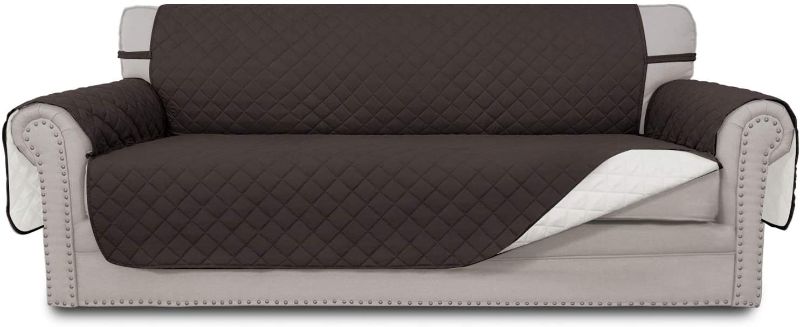 Photo 1 of Easy-Going 4 Seater Sofa Slipcover Reversible Sofa Cover Water Resistant Couch Cover with Foam Sticks Elastic Straps Furniture Protector for Pets Kids Children Dog Cat(XX-Large, Chocolate/Ivory) Sofa (66”)