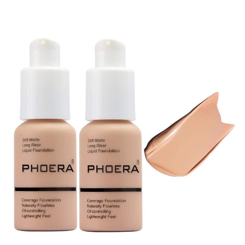 Photo 1 of (105 - Sand) Phoera Full Coverage Matte Liquid Foundation 2PK