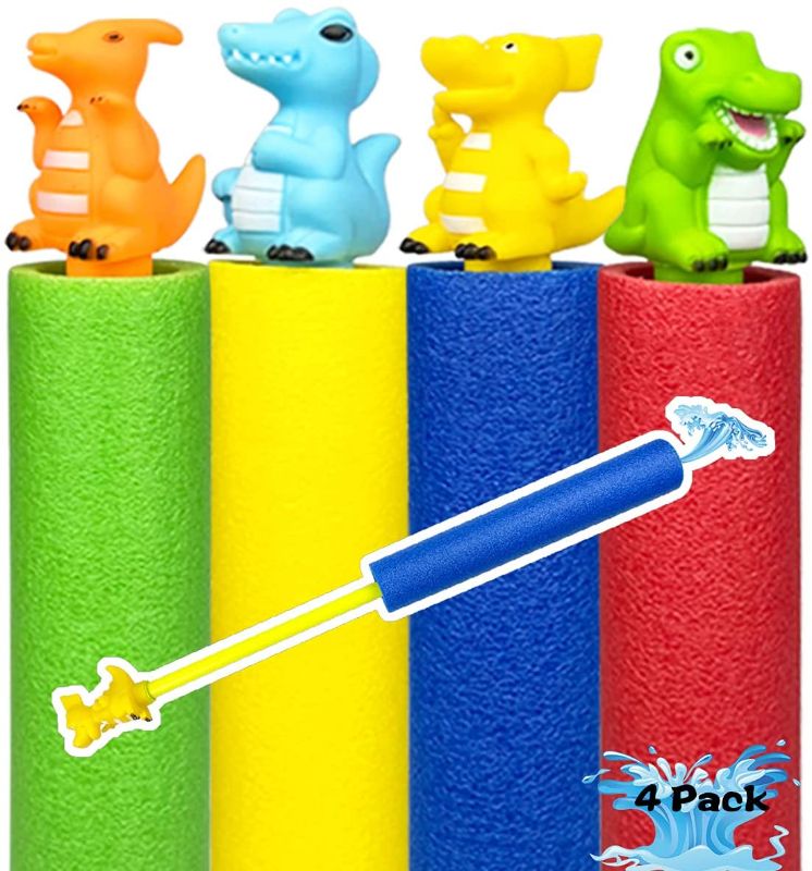 Photo 1 of 4 Pack Dinosaur Water Guns Super Squirt Guns Water Soaker Blaster Toys for Kids Boys Girls Summer Beach Pool Outdoor Play