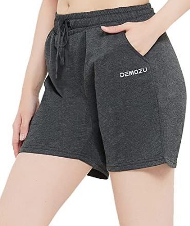 Photo 1 of DEMOZU Women's 5 '' Cotton Shorts for Summer Athletic Yoga Lounge with Pockets SIZE LARGE
