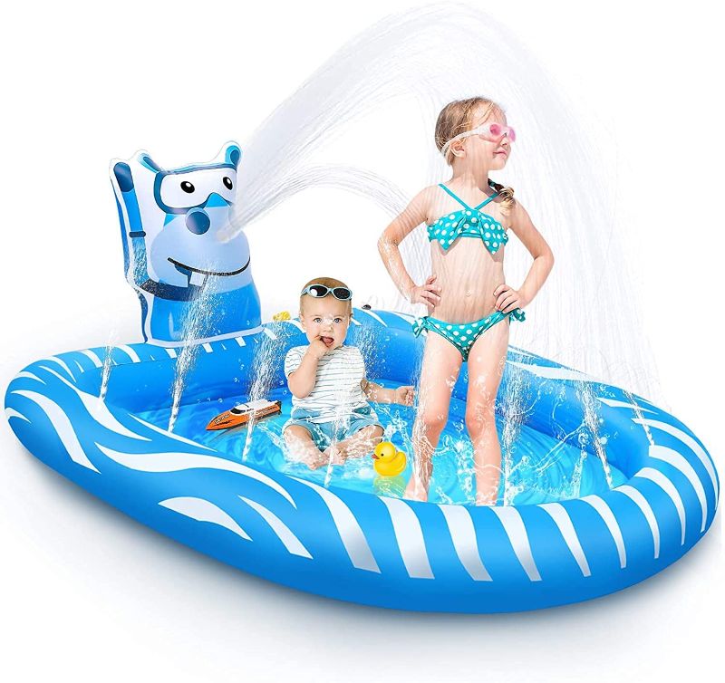 Photo 1 of Beewarm Inflatable Splash Pad Sprinkler Pool Toys for Kids and Toddlers - Lifetime Replacement - Outdoor Kiddie Summer Water Mat Splash Pad Gifts for Boys and Girls (Small)
