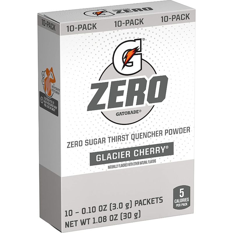 Photo 1 of 2 Gatorade Orange Zero Sugar Thirst Quencher Powder 10 CT & Gatorade G Zero Powder Packets Glacier Cherry 20oz 10ct
 3 PACK