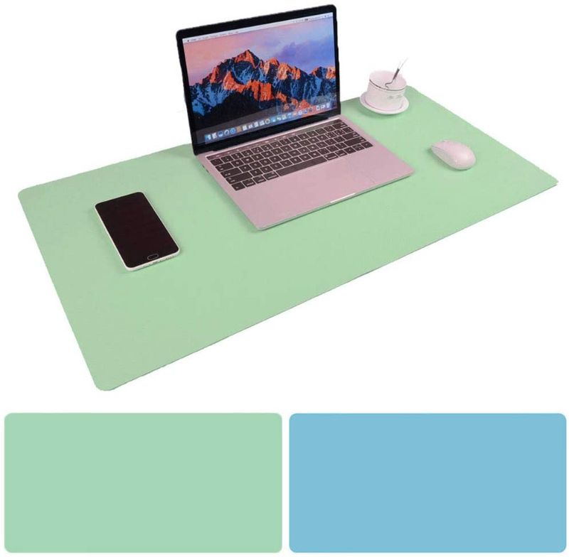 Photo 2 of  Desk Pad Mouse Pad,  80x40CM Non-Slip PU Leather Desk Mouse Pad Waterproof, Dual-Side Use Desk Gaming Writing Mat for Office Home (Deep Skye Blue)
