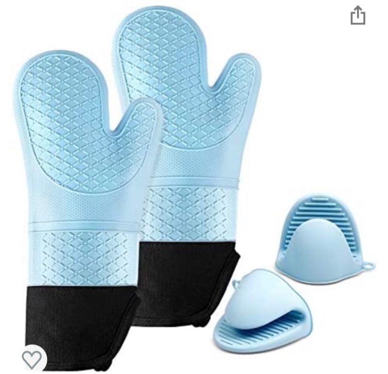 Photo 1 of 4.5 out of 5 stars  26 Reviews
MAXZER Silicone Oven Mitts and Pot Holder Set, Extra Long Kitchen Oven Gloves with Mini Grip Mittens, Heat Resistant and Anti-Slip Oven Gloves and Potholders for Kitchen Baking BBQ Cooking, 2 Pairs