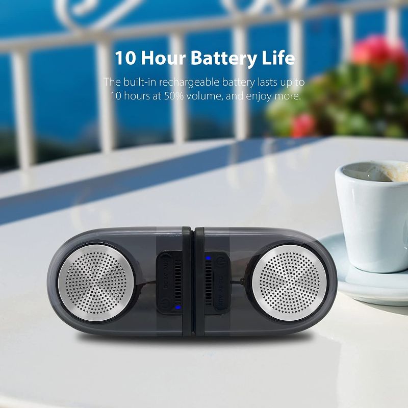 Photo 1 of Dual Portable IPX4 Waterproof Bluetooth Speakers with Wireless Stereo Pairing, Stereo Bluetooth Speaker Pair/Set, 12W Powerful Sound & Bass, AUX Input, Shockproof Carrying Case