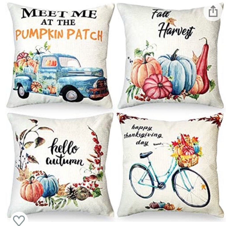 Photo 1 of Fall Pillow Covers 18x18 Set of 4, Fall Decorations for Home Farmhouse Autumn Decor Pillowcase Linen Pumpkin Thanksgiving Truck Cushion Case for Sofa Couch Bedroom Car Decorate