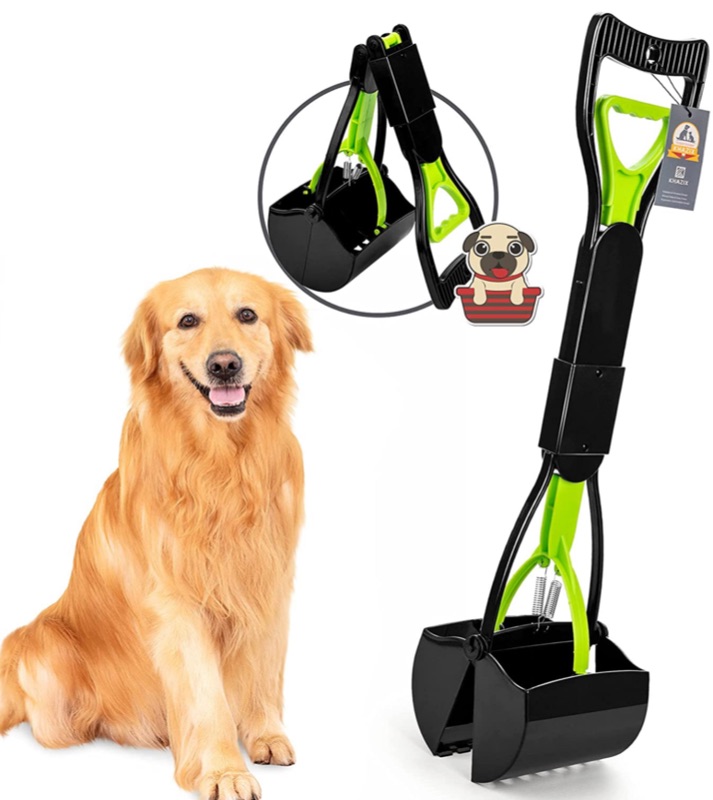 View 1 of KHAZIX Non-Breakable Dog Pooper Scooper for Medium and Small Dogs, Long Handle Portable Pet Pooper Scooper, High Strength Materials & Durable Spring, Great for Lawns, Grass & Gravel