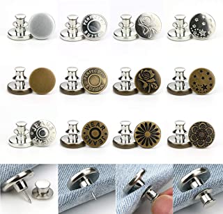 Photo 1 of 12 Sets Replacement Jean Buttons Pin, No Sew Instant Button 17mm Detachable Pants Button Removable Metal Button Cowboy Clothing