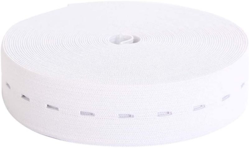 Photo 1 of DABER VICH 43 Yards Buttonhole Knit Stretch Elastic Spool Sewing Band Flat Elastic Cord (White, 1 inch)