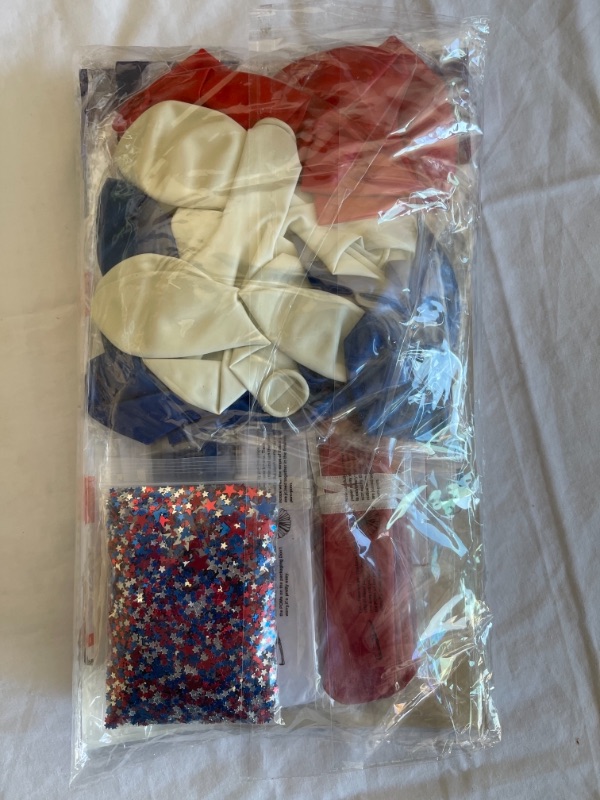 Photo 2 of 58 Pcs Patriotic Party Decorations - American Flag Party Supplies, Included Paper Fans, Balloons, Star Confetti, Pom Poms, Tissue Paper Tassel Garland for 4th July Independence Day Decoration