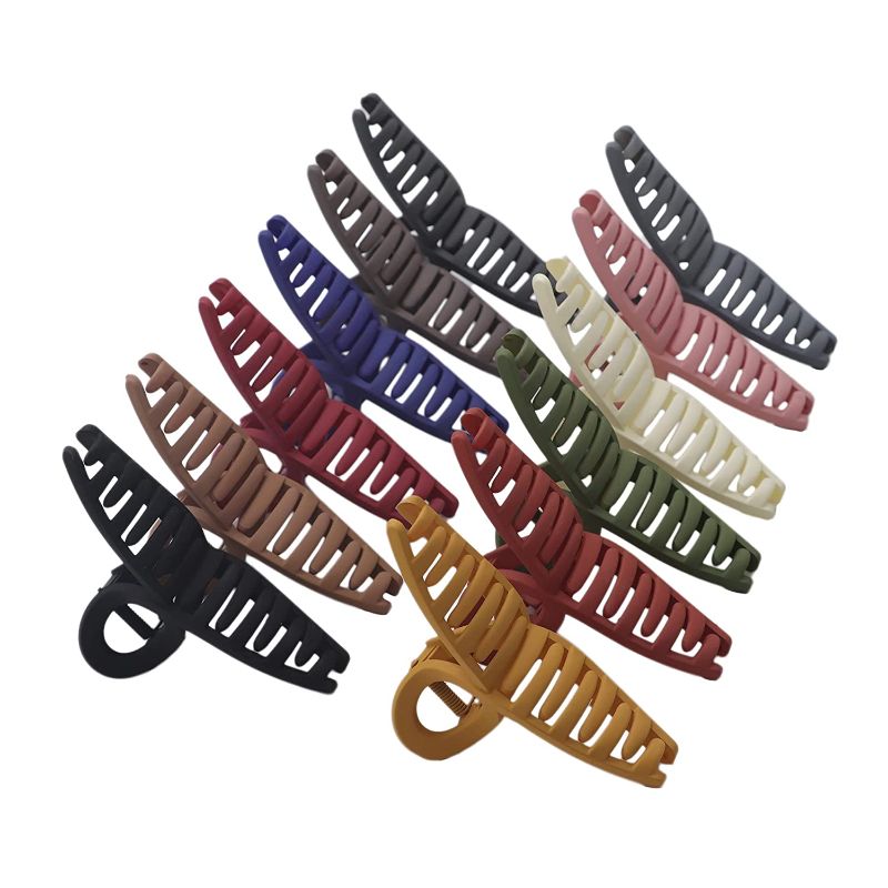 Photo 1 of 12 Color Large Hair Claw Clip Woman Hair Jaw Clamp Clips 4.3 Inch Nonslip Hair Claw for Girls Strong Hold for Thick Hair ,Fashion Hair Styling Accessories