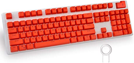 Photo 1 of Bossi PBT Keycaps for Mechanical Keyboards, Double Shot PBT Backlit Keycaps Standard Layout 104 Key, Widely Compatible - Orange (Only Keycaps)