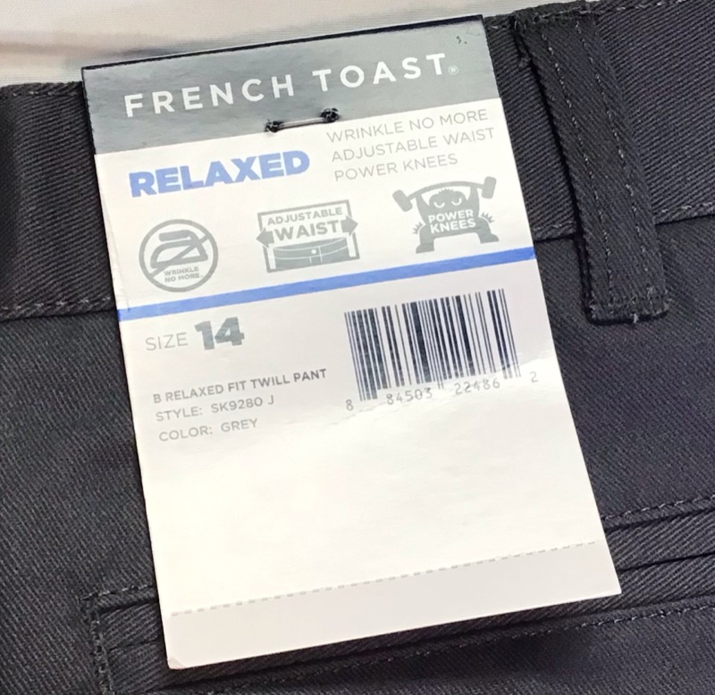 Photo 3 of Boys Pants by French Toast- Relaxed Fit Twill Pant-Adjustable-Color Dark Grey- Size 14