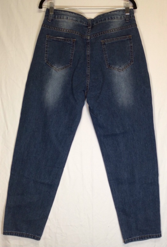 Photo 2 of Women's Blue Denim Jeans-Distressed Ripped-Size Large