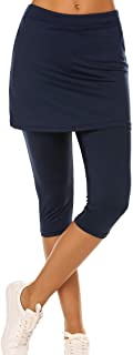 Photo 1 of Ekouaer Womens Running Tight Skirted Leggings Skorts Capris Gym Yoga Pants-Black- Size Large