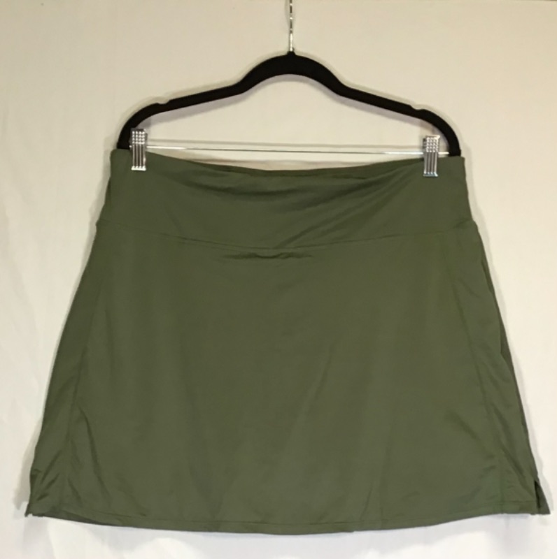 Photo 2 of Oalka Women's Pleated Skirt with Pockets High Waist Sports Athletic Running Shorts Golf Tennis Skort-Color Olive Green-Size 2XL