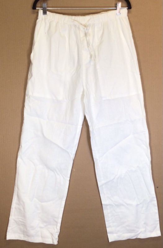 Photo 1 of Men's Loose Fitting Martial Arts or Lounge Pants- Linen Feel- Not Stretch- White- Size Medium