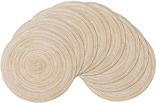 Photo 1 of  Round Braided Placemats Set of 8 Round Table Mats for Dining Tables (Beige, 8)- 15 inch Diameter-
