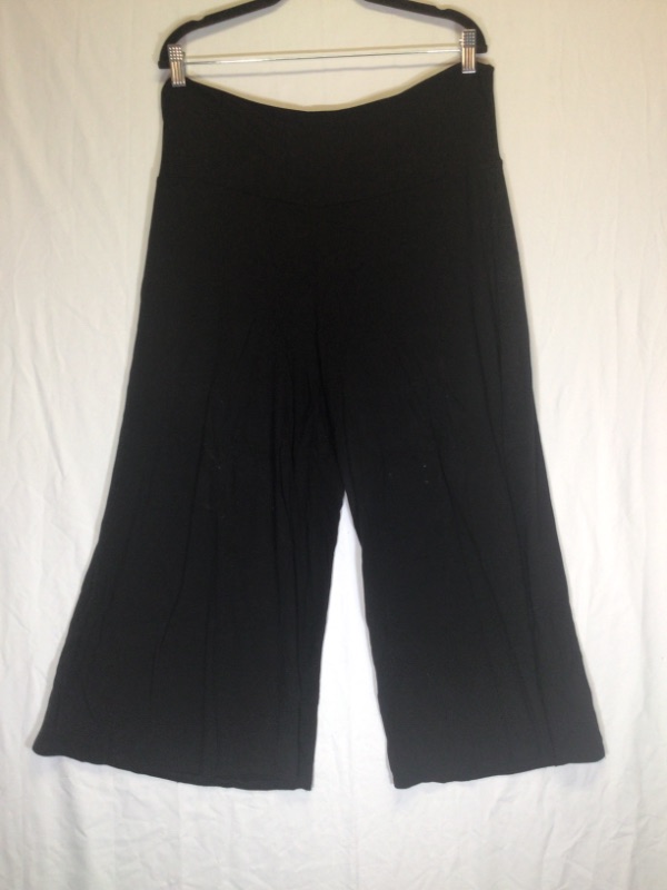 Photo 3 of Made By Johnny Women's High Elastic Waistband Wide Leg Palazzo Culotte Gaucho Capri Pants-Black-Size 2XL