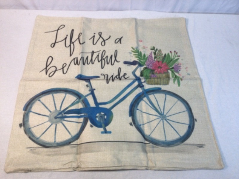 Photo 1 of 4 Pack Couch Pillow Cushion Covers- Spring Flower Themes/Bicycle- 20 x 20