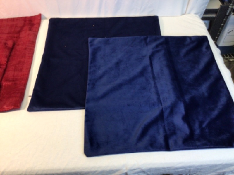 Photo 2 of 4 Pack- Couch Pillow Cushion Covers- Velvety- Two Blue and Two Red- 18 x 18