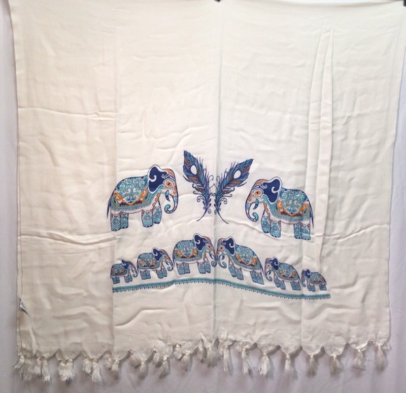 Photo 1 of 100% Cotton Turkish Table Cloth by T & T Deco -  Elephat Design- with Tassels-68 x 35