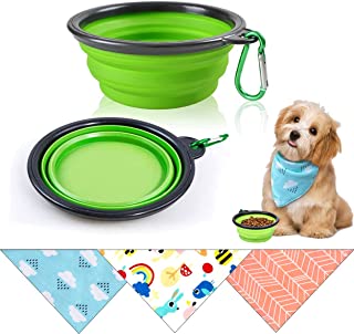 Photo 1 of Alpha Tail Supplies Collapsible Travel Dog Bowl for Cats & Dogs - A Portable Pet Water & Food Dish - Lightweight & Convenient for Walks, Hiking, Traveling Or Indoors. Includes 3 Pack of Dog Bandanas!