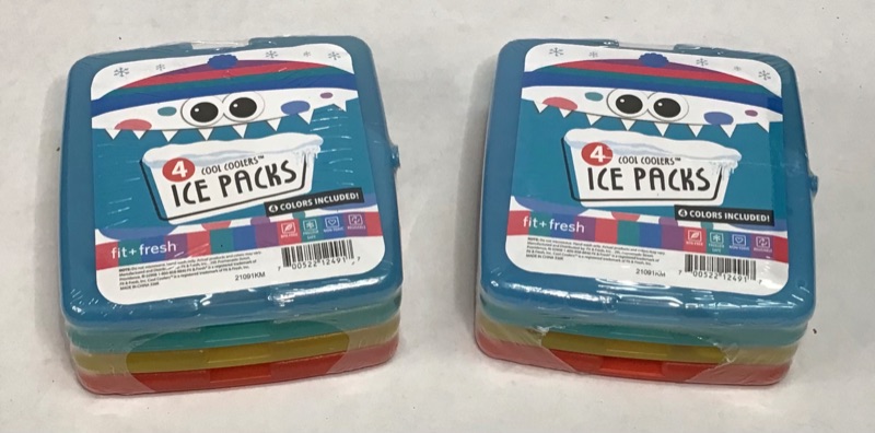 Photo 4 of 2 Packages- Fit & Fresh Cool Slim Reusable Ice Packs Boxes, Lunch Bags and Coolers, Set of 4 per Package Multicolored, 8 Total Ice Packs here