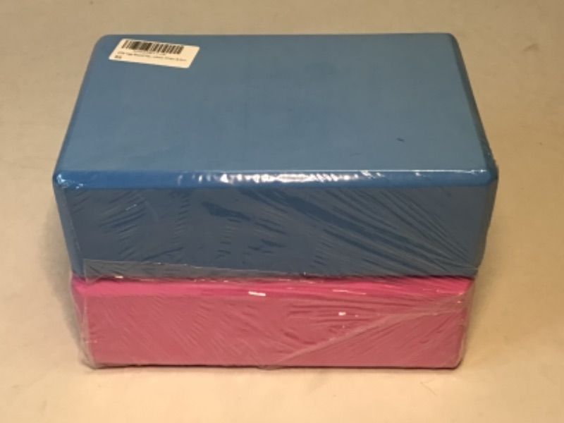 Photo 2 of 2 Pack-OTW Yoga Block High Density EVA Foam Blocks for Yoga/Pilates/Meditation, Non-Slip Surface for Improve Stretching and Aid Balance and Flexibility-One Blue Block and One Pink Block