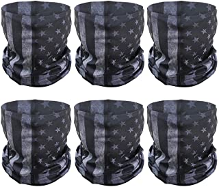 Photo 1 of 4 Pack-6 Pcs American Flag Outdoor Face Mask- Multifunctional Seamless Microfiber American Flag UV Protection Face Neck Shields Headwear for Men&Women Motorcycle Hiking Cycling Ski Snowboard(Grey)- 4 Packages with 6 pcs each- 24 total