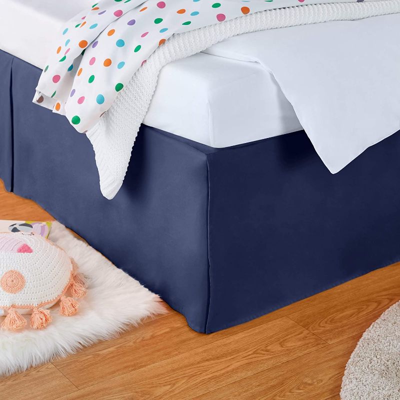 Photo 1 of 2 Pack -Amazon Basics Kids Pleated Bed Skirt - Twin, Navy Blue