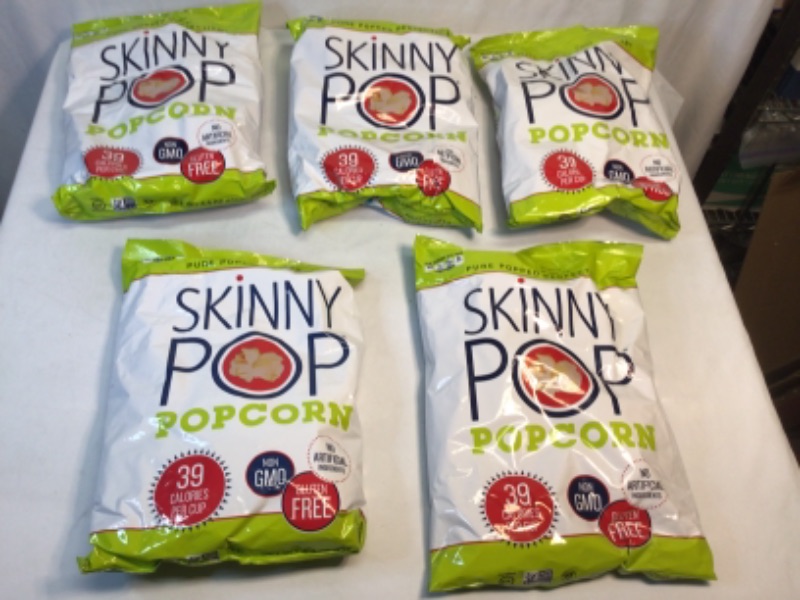 Photo 1 of 5 Pack-SkinnyPop Original Popcorn, 4.4oz Grocery Size Bags, Skinny Pop, Healthy Popcorn Snacks, Gluten Free
