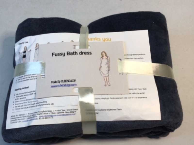 Photo 1 of Fussy Bath Dress- Color Blue- Wrap Around Towel Dress with Shoulder Straps