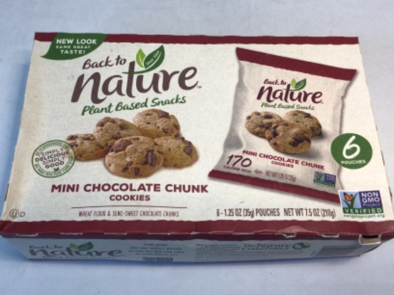 Photo 3 of 3 Boxes Back To Nature Crackers/Cookies 1) One Box Back to Nature Crackers, Non-GMO Spinach & Garlic, 6 Ounce- (Dec 12, 2021)  2) One Box Back to Nature Multigrain Flax Seeded Flatbread (Aug 27, 2021)  3) One Box Back to Nature Mini Chocolate Chunk Cookie