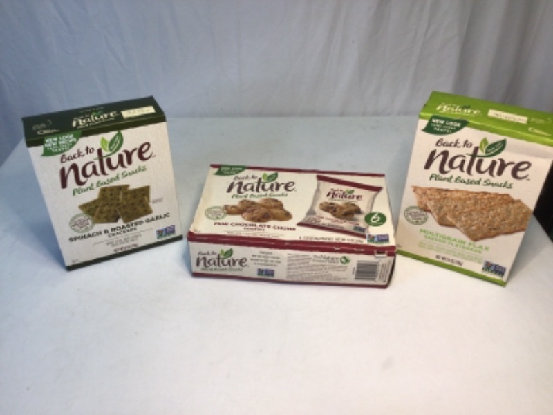 Photo 4 of 3 Boxes Back To Nature Crackers/Cookies 1) One Box Back to Nature Crackers, Non-GMO Spinach & Garlic, 6 Ounce- (Dec 12, 2021)  2) One Box Back to Nature Multigrain Flax Seeded Flatbread (Aug 27, 2021)  3) One Box Back to Nature Mini Chocolate Chunk Cookie