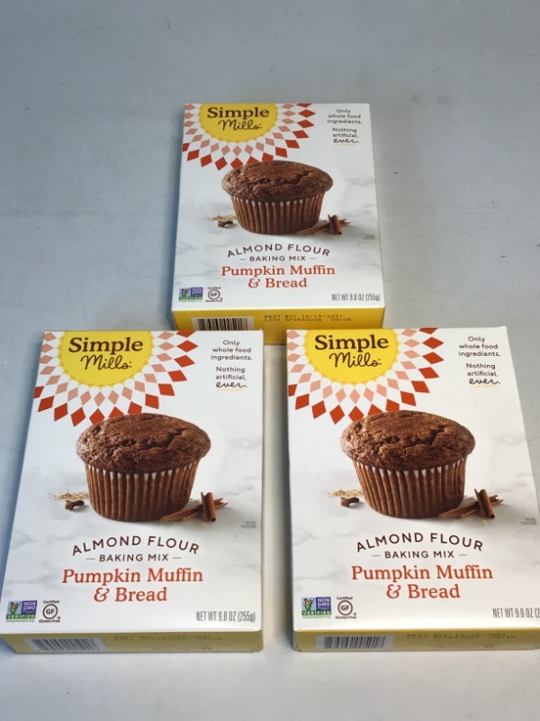 Photo 2 of 3 Boxes Simple Mills Almond Flour Baking Mix, Gluten Free Pumpkin Bread Mix, Muffin pan ready, Made with whole foods, 3 Count