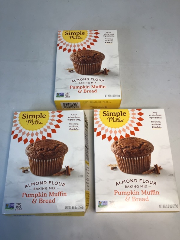 Photo 2 of 3 Boxes Simple Mills Almond Flour Baking Mix, Gluten Free Pumpkin Bread Mix, Muffin pan ready, Made with whole foods, 3 Count