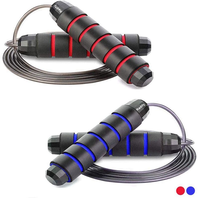 Photo 1 of 2 Pack Adjustable Jump Rope for Workout, Fitness Jump Rope for Men Women and Kids, Speed Jumping Rope for Exercise-One Red Handle One Blue Handle