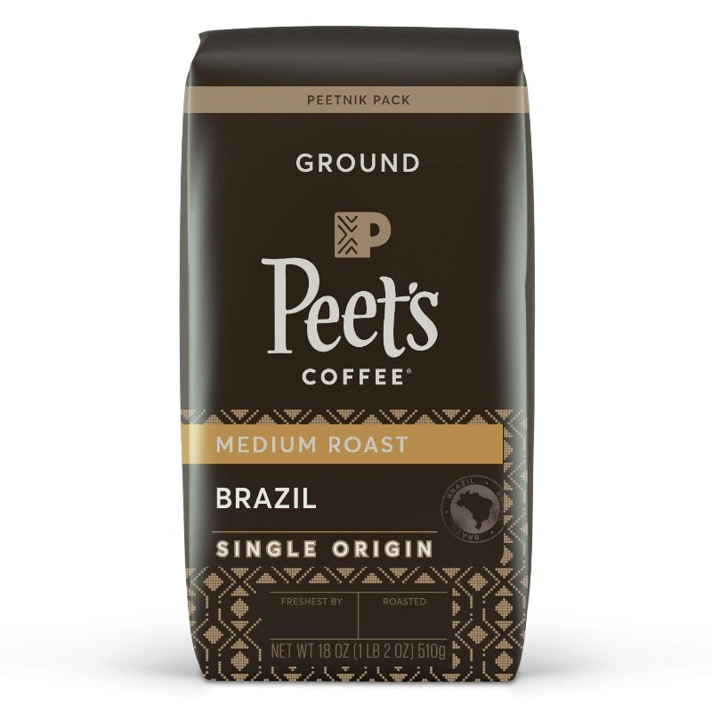 Photo 1 of 2 Bags-Peet's Coffee, Single Origin Brazil - Medium Roast Ground Coffee - 18 Ounce Bag