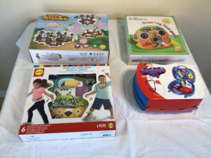 Photo 2 of Kid’s Toy Bundle for Ages 3+- DIY Toy Plastic Garden Set, Bean Bag Toss Game, Play Doctor Set, Shake Your Body Dance Set Bells, Kite, Handheld BB Labyrinth Game (2), Bubble Guns (2), Paw Patrol Sippie Cups, Sippie Cup, Dr Seuss Counting Fish with Cups, Bo