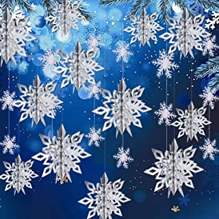 Photo 2 of 5 Packages- Winter Christmas Hanging Snowflake Decorations, 12PCS 3D Large Medium and Small Silver Snowflakes- 60 pcs total