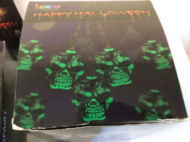 Photo 4 of 8 Boxes Halloween String Lights- Skulls, Skeletons-Assorted Colors- Purple, Green, Orange, 