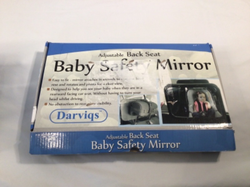 Photo 1 of Baby Car Mirror, DARVIQS Car Seat Mirror, Safely Monitor Infant Child in Rear Facing Car Seat, Wide View Shatterproof Adjustable Acrylic 360°for Backseat, Crash Tested and Certified for Safety