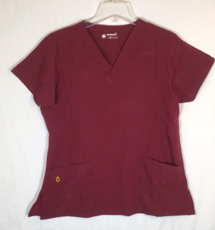 Photo 2 of WonderWink Women's Four Stretch Sporty V-Neck Scrub Top- Wine- Size Medium