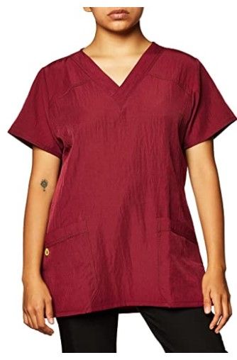 Photo 1 of WonderWink Women's Four Stretch Sporty V-Neck Scrub Top- Wine- Size Medium