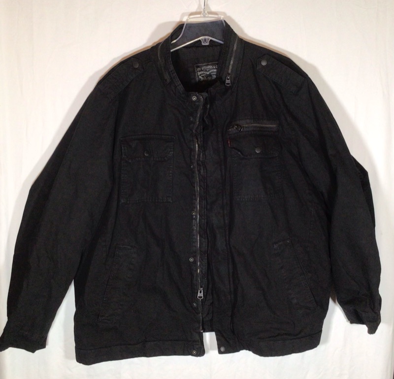 Photo 2 of Levi's Men's Washed Cotton Two Pocket Military Jacket - Black- Size 3XL