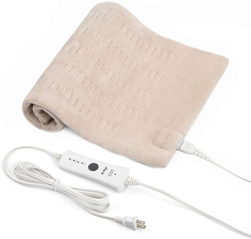 Photo 3 of Electric Heating Pad for Pain Relief, 4 Heat Settings with Auto-Off, 12 x 24Inch,Beige-Beige