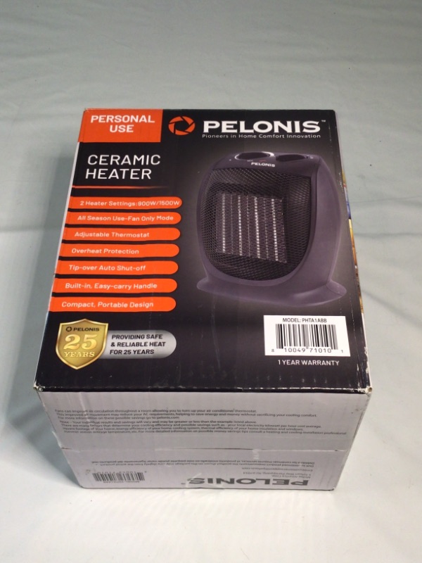 Photo 2 of PELONIS PHTA1ABB Portable, 1500W/900W, Quiet Cooling & Heating Mode Space Heater for All Season, Tip Over & Overheat Protection,for Home, Office Personal Use, Black, 7 x 5.82 x 8.54 inches