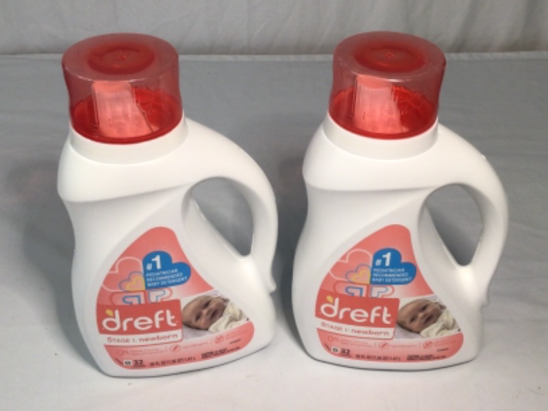 Photo 2 of Dreft Stage 1: Newborn Hypoallergenic Liquid Baby Laundry Detergent (HE), Natural for Baby, Newborn, or Infant, 64 Total Loads (Pack of 2)